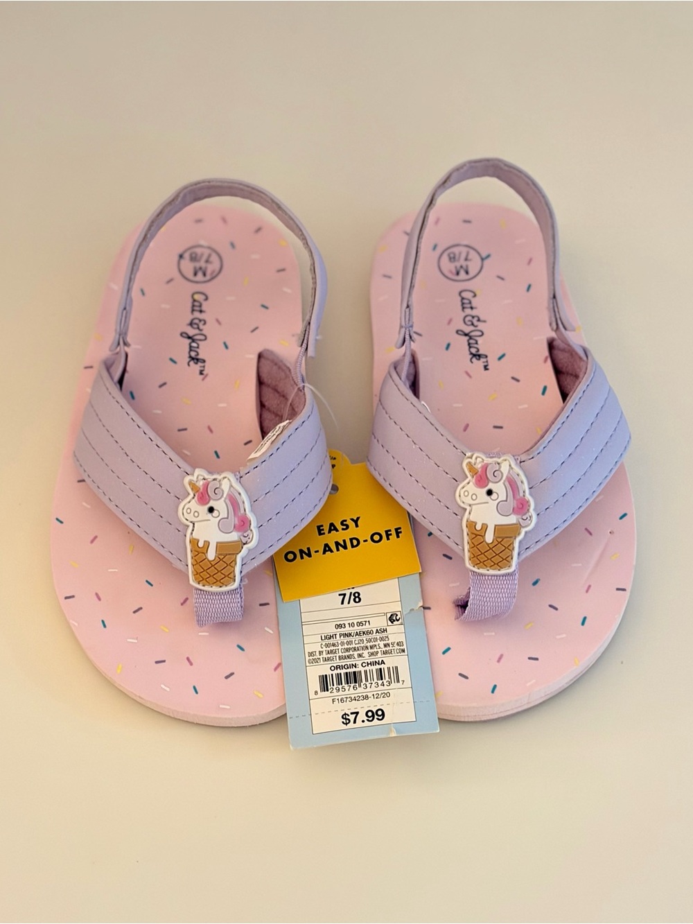 NWT Cat & Jack Unicorn Flip Flops Flip-Flops Size 7/8